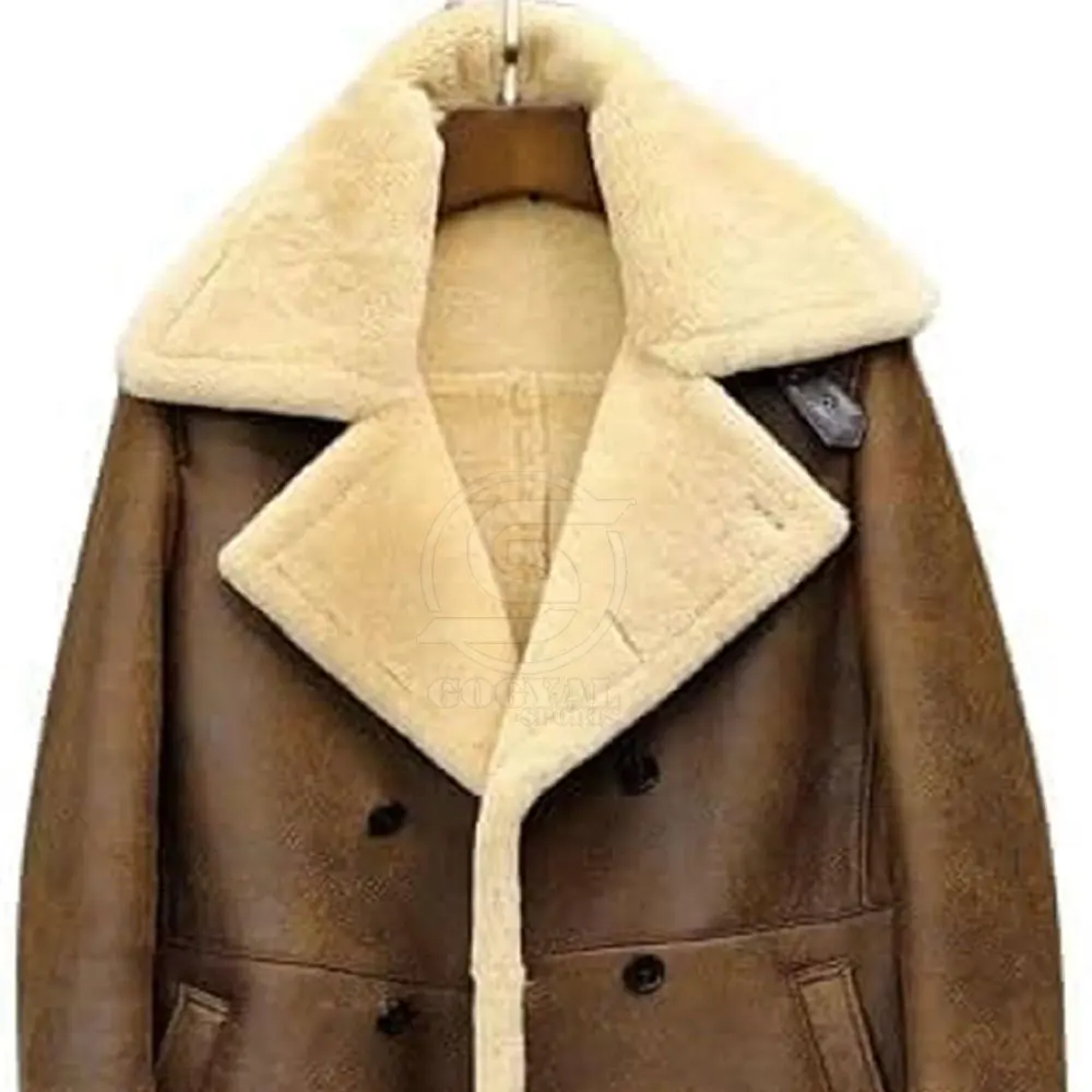 Hot Selling Men Clothing Shearling Leather Long Coat New Fashion Windproof Breathable Men Shearling Leather Long Coat