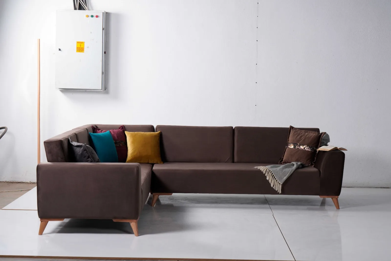 Modern Turkish Corner Sofa Set Luxury Fabric And Leather Corner Sofa