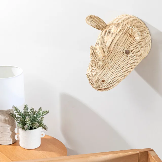 Picture of Natural Rattan Elephant Wall Decor - Minimalist Kids Bedroom Hanging ...