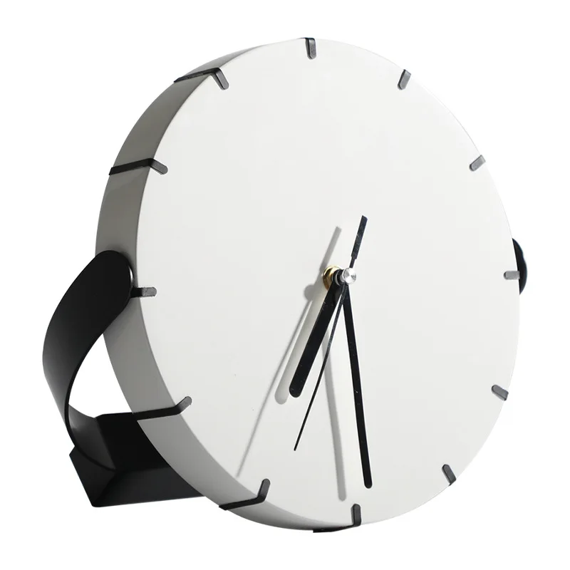 Декоративные аксессуары для дома настольные металлические круглые черно-белые простые круглые настольные часы