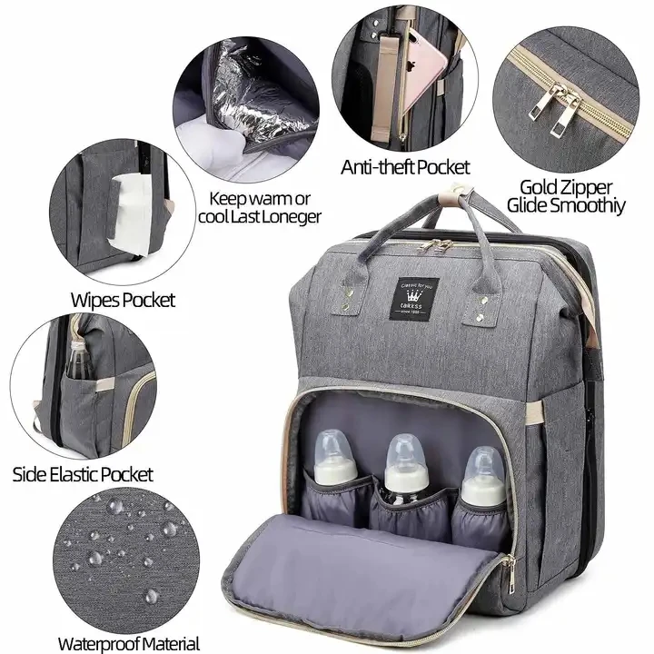 3 в 1 Многофункциональный портативный Мама сумка для путешествий переносная Колыбель младенцев подгузников с рюкзаком
