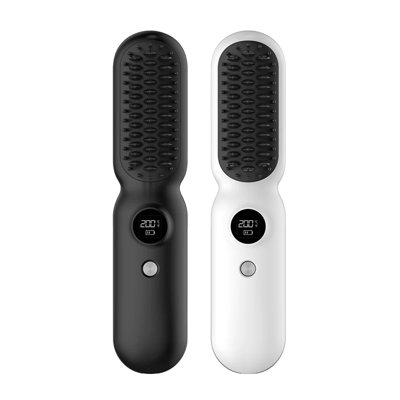Professional New Hair Straightening Brush Wireless LCD Display Electric Ceramic Hair Straightener Dry Wet Salon Hair Comb MCH