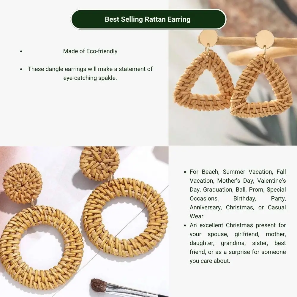 Hot Designs Round Shape Boho Rattan Earring Women Accessories Multi ...