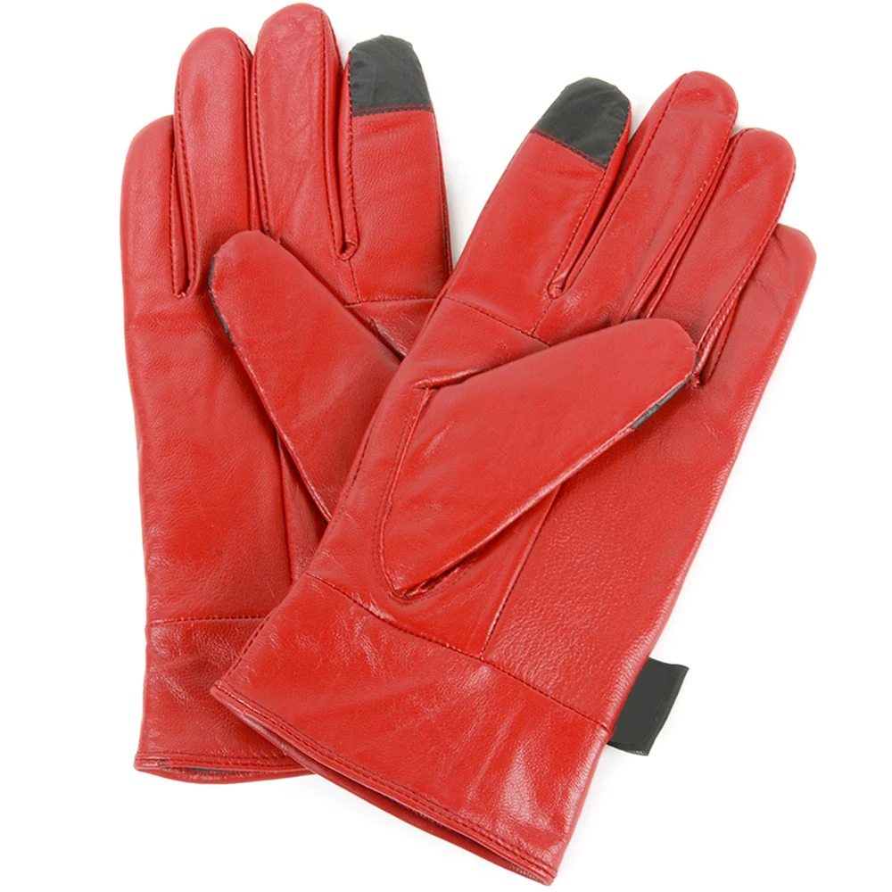 Classic Stretch Leather Touchscreen Cold Weather Gloves Fleece Lining