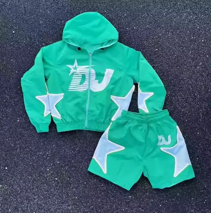 2025 Men's Two Piece Custom Sets Windbreaker Shorts and Jacket