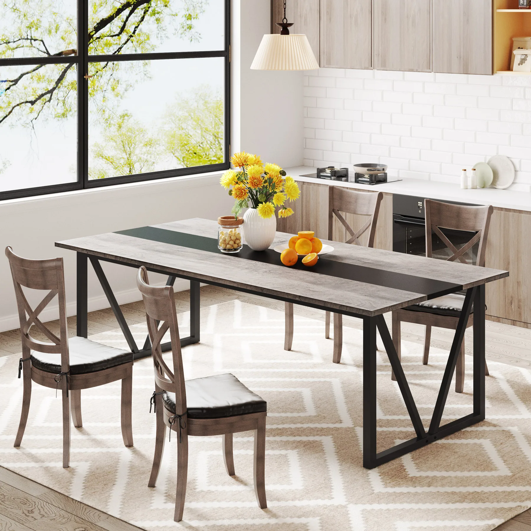 Tribesigns Modern Square Grey Wood Restaurant Dining Table For Dining ...