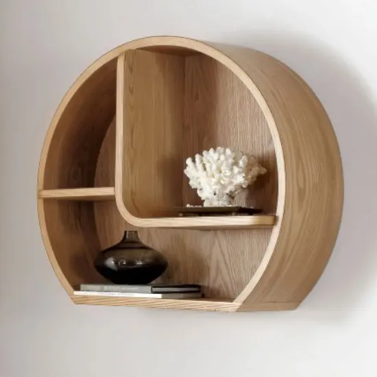 HYDTGZ Estante Redondo De Pared, Estante Circular De Hierro Para Colgar En La Pared, Estantes Flotantes Circulares De 3 Niveles Para Oficina En Casa, Dorado, 23.6 X 23.6 X 4.7 In