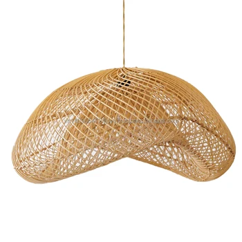 Keico Rattan Lampshade Rustic Hand-woven Lampshade with E27 Lamp Holder Natural Lamp Shade for Living Room Bedroom Hotel