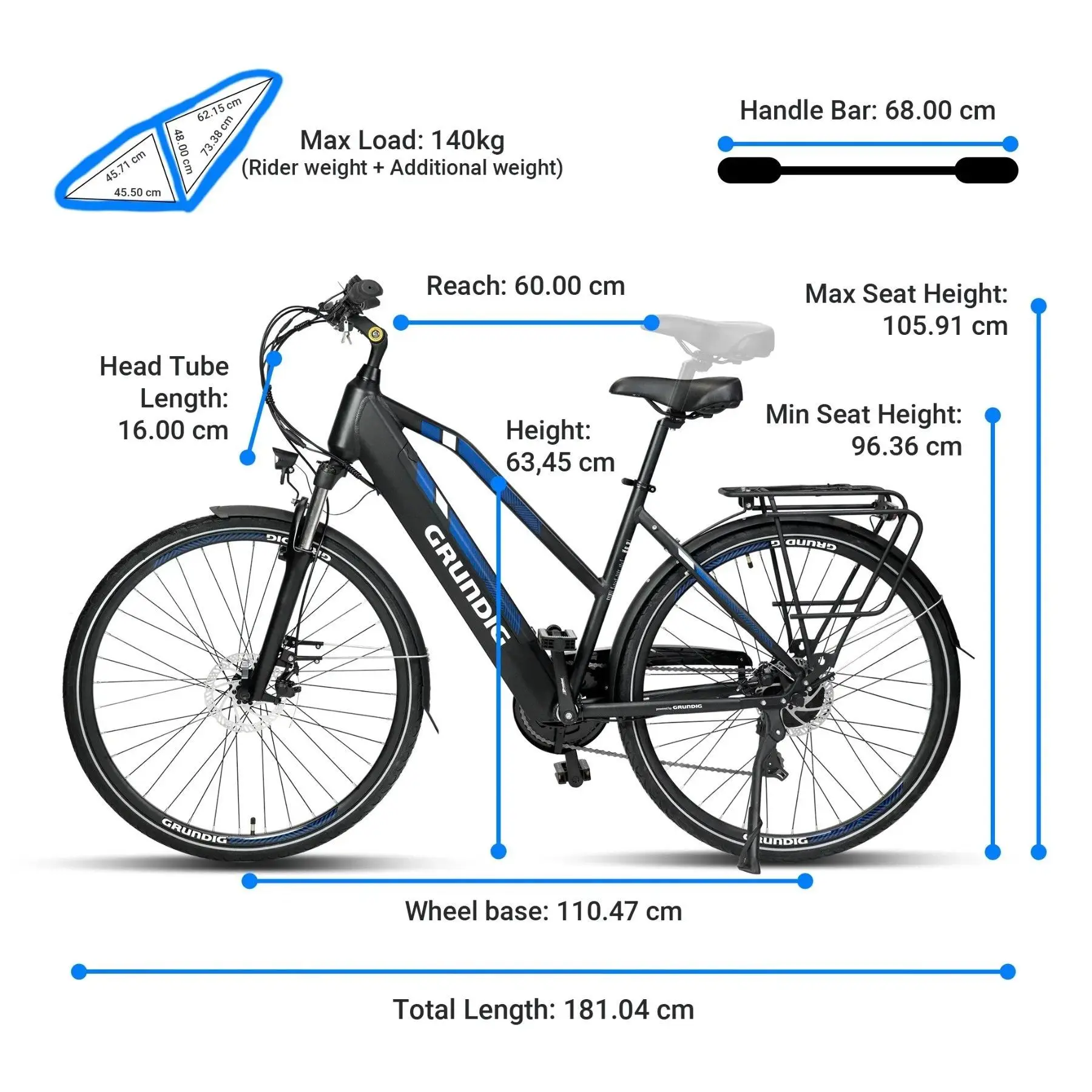 ETB2800 E-bike 20” 250W 36V 14.7AH 110km maximum range