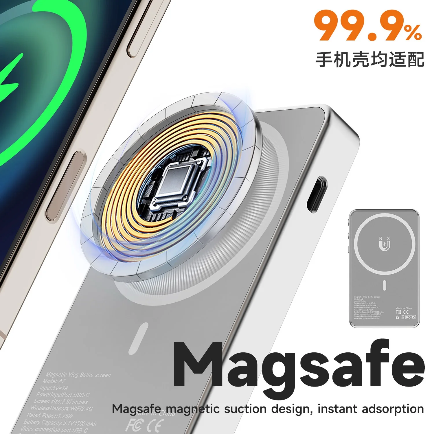 Wireless Magnetic Monitor Screen for Selfie and Live Video Vlogging Phone Accessories