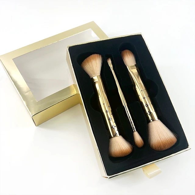 Professional Manufacturer 3Pcs Double End Makeup Brushes High Quality Makeup Brush Cosmetic Beauty Tools Mini Makeup Brush Set