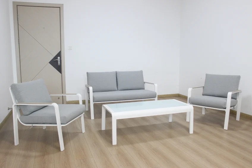 product chic light gray upholstered aluminum sofa set with plastic wood accents perfect for stylish outdoor living-4