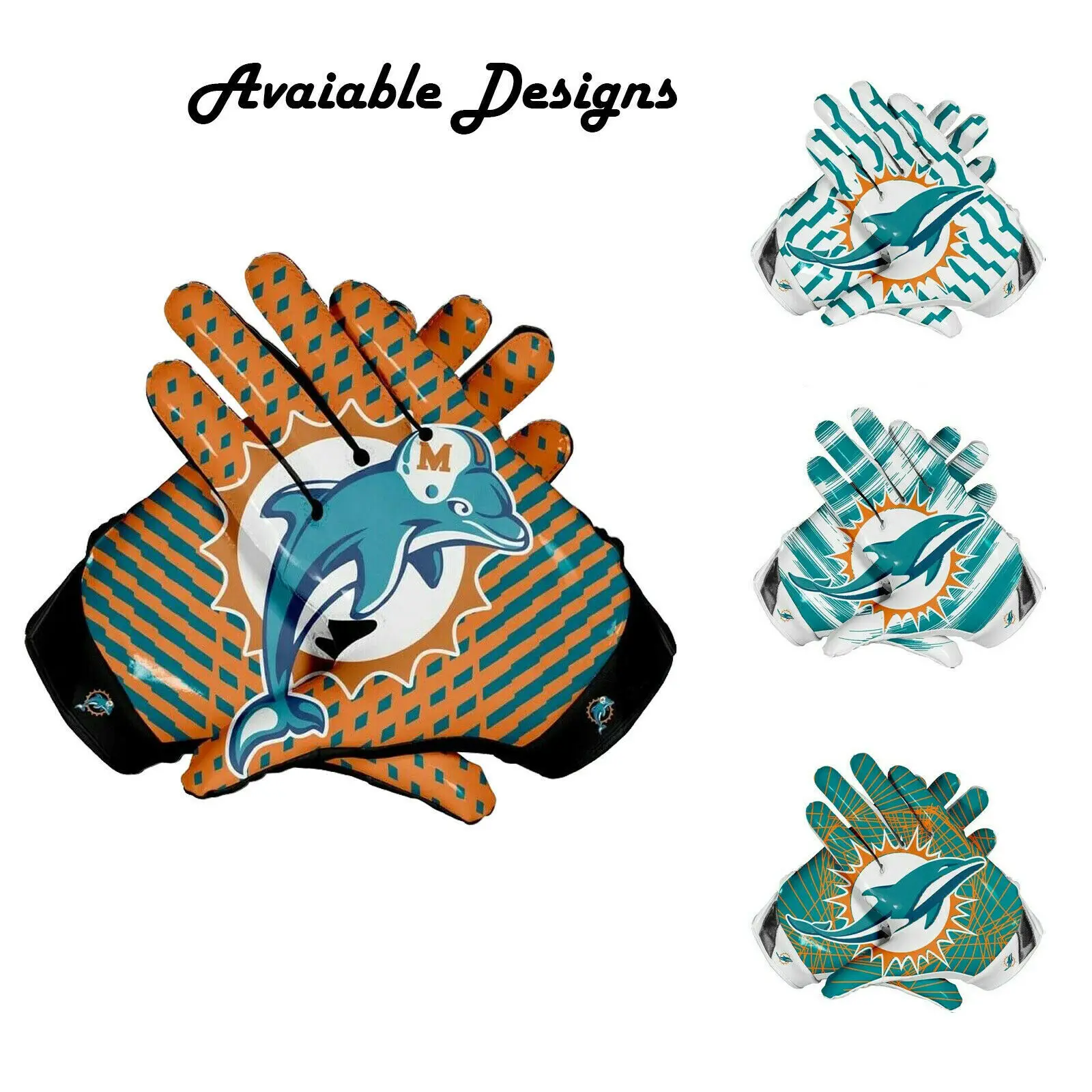 Miami Dolphins Football Gloves - Eternity Gears