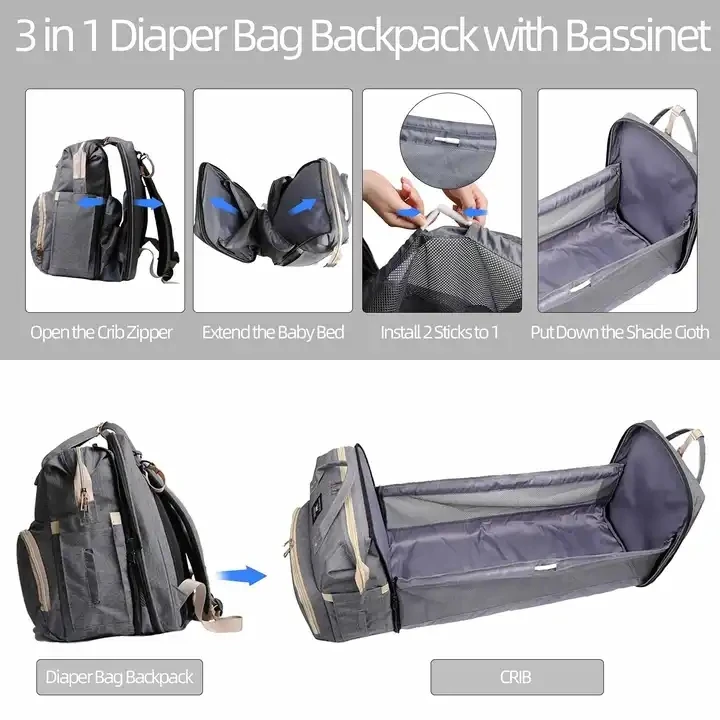 3 в 1 Многофункциональный портативный Мама сумка для путешествий переносная Колыбель младенцев подгузников с рюкзаком