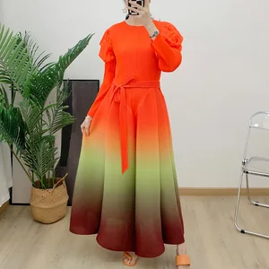 Graceful Pleats Miyake Pleated Dresses Casual Wear Ladies Dresses Elegant Polyester Woman Dresses for Sale
