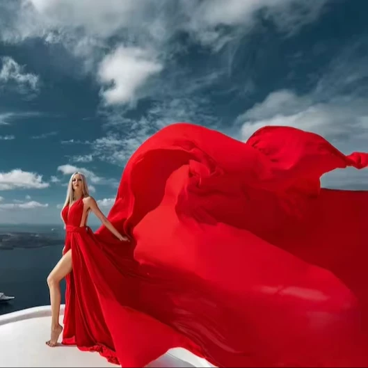long flowy red dress for photoshoot Long Flying Dress for Photoshoot main image 1