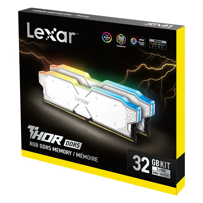 新品 Lexar DDR5 32GB （16gb*2）6000 XMP/EXPO Lexar DDR5 6000MHz 32GB (16GB*2) RAM CL32 1.35V Desktop Memory