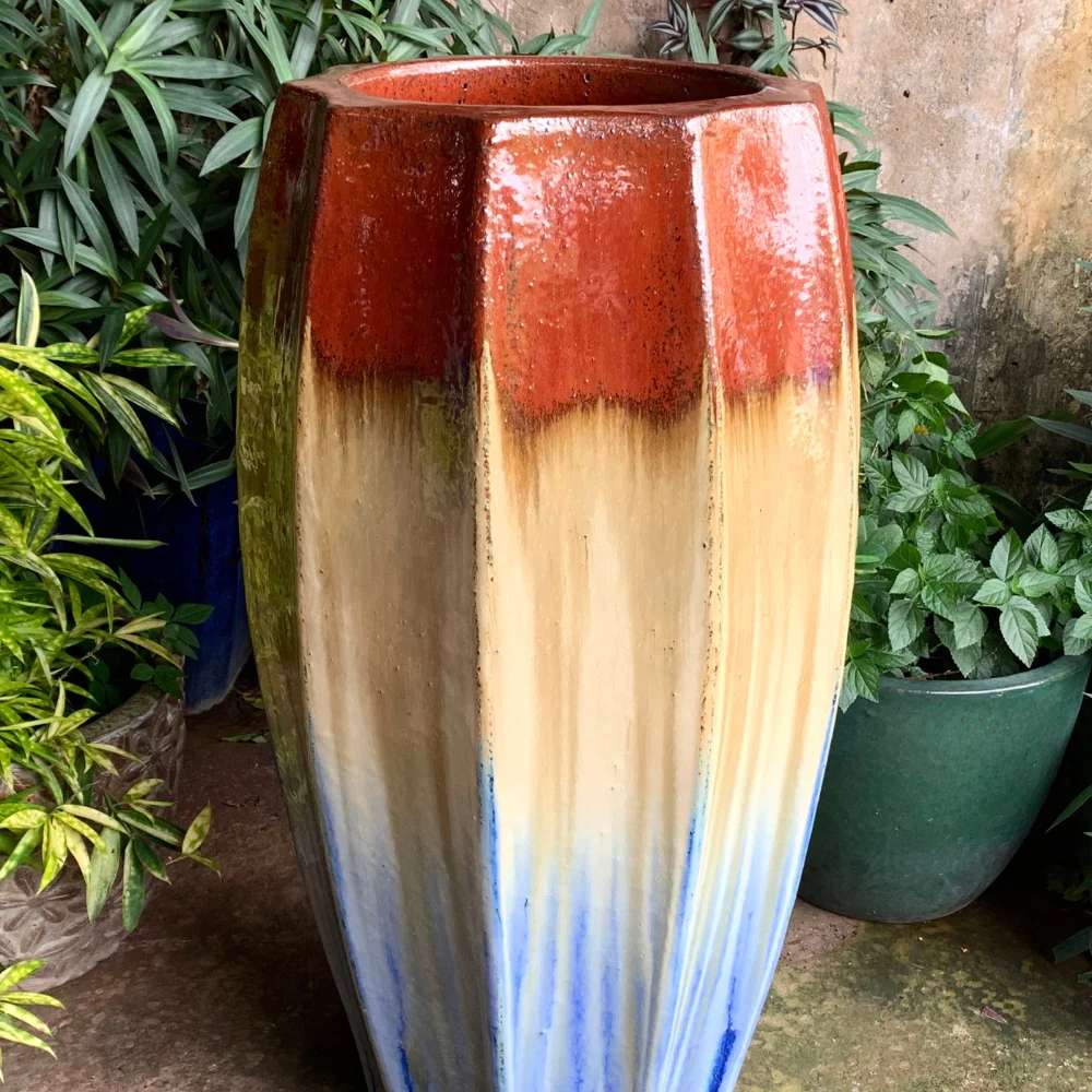 Go10233 Vietnam Glazed Ceramic Pot Garden Outdoor Antique Flower