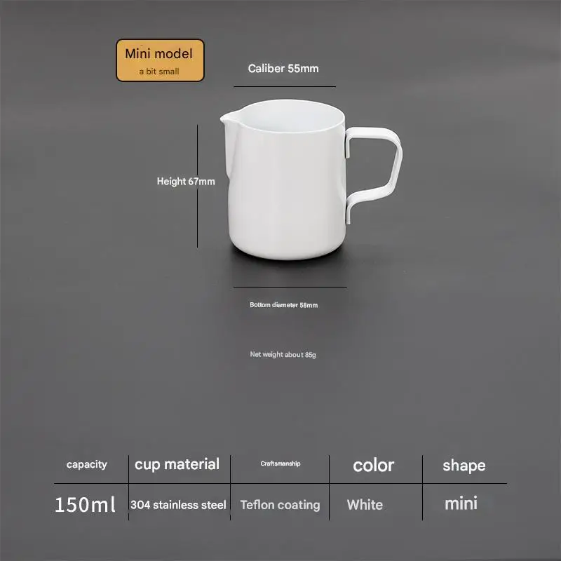 Milk Cup 304 Stainless Steel Milk Jar Pointed Mouth Flower Jar Round Mouth Milk Foam Pot with Scale Large Capacity Cup