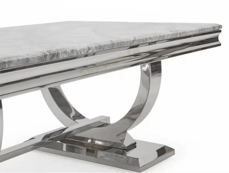 Modern Luxury Stainless Steel Furniture Marble Top Dining Room Table