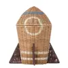 Natural Beige with Blue & White Decorative Pattern