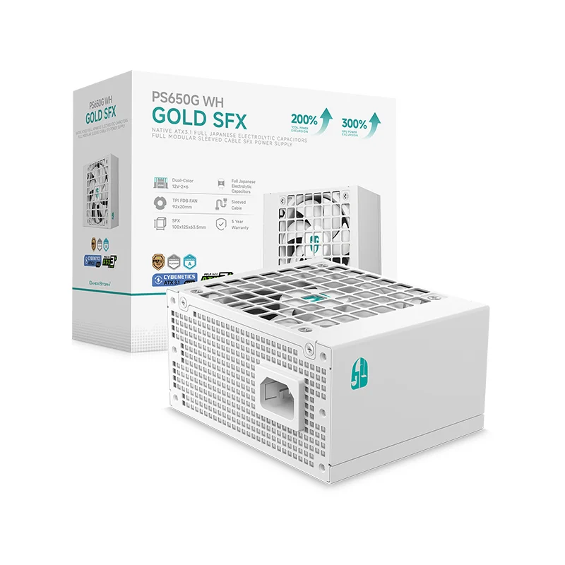 DeepCool PS650G WH SFX 650W ATX3.1 ホワイト Deepcool PS650G SFX ATX3.1 - 650W Gold Certified Power Supply