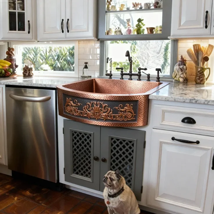 Handcrafted Copper Farmhouse Sink - Undermount, Single Bowl, Hammered ...