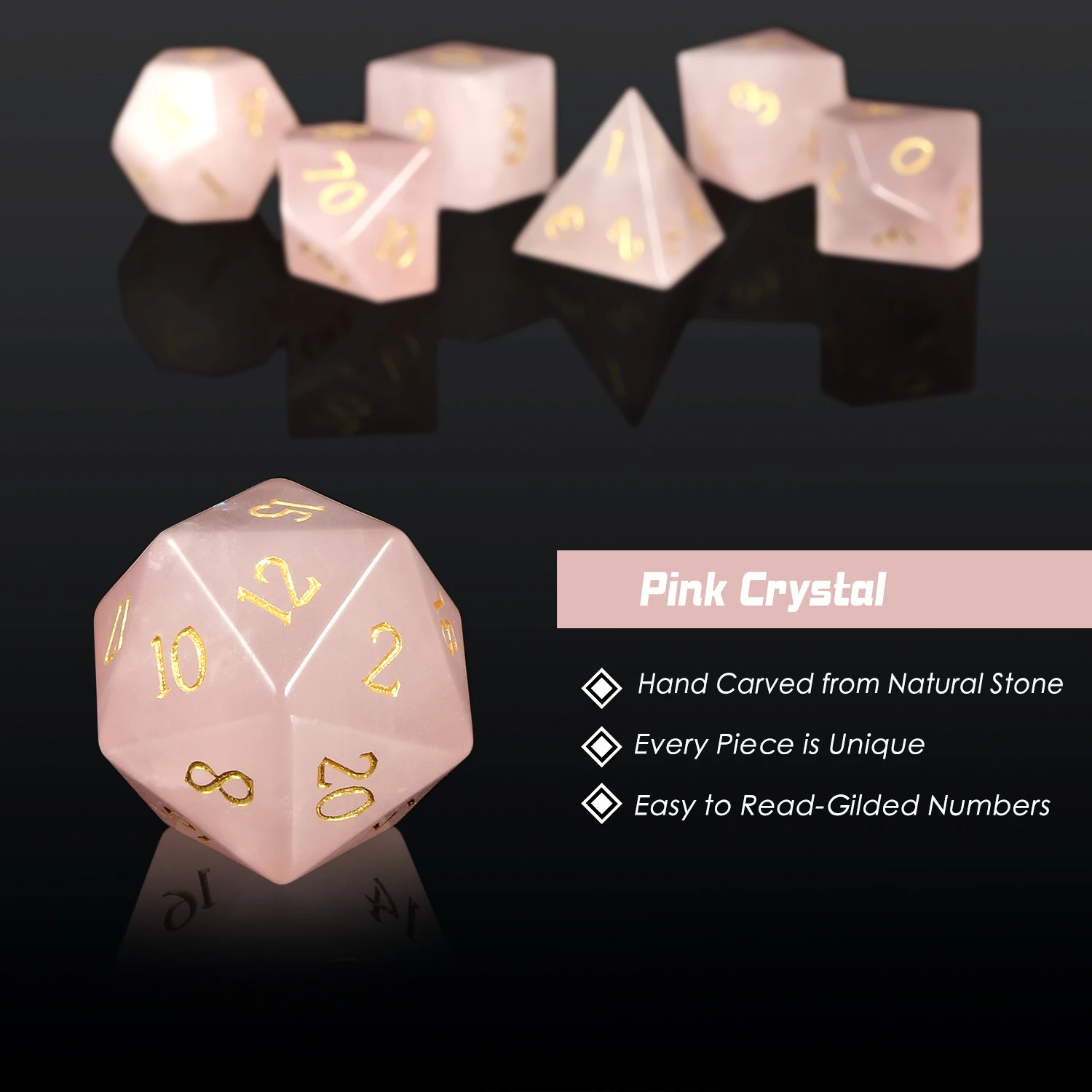 Wholesale Natural Gemstone Dice Custom Dnd Dice Stone Polyhedral Dice