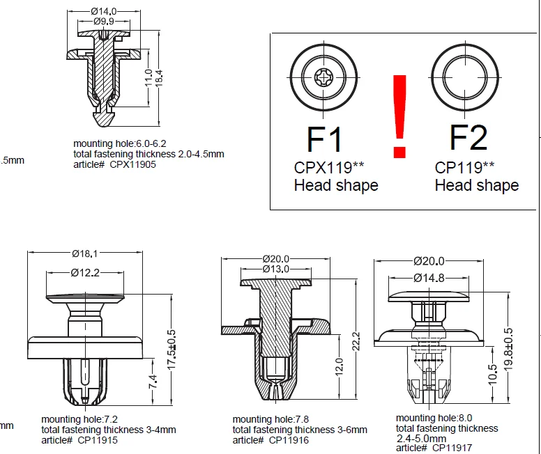 Plastic Removable Screw Rivet Unscrewing Snap Rivets Universal Screw ...