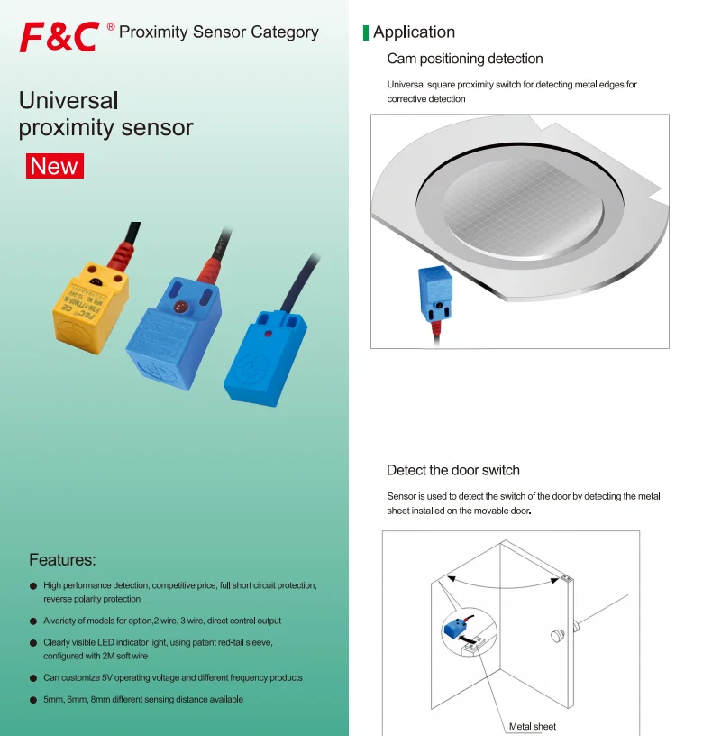Metal Detection Inductive Proximity Sensor DC 12-24V Square Proximity Switch 3wire 2mm Range