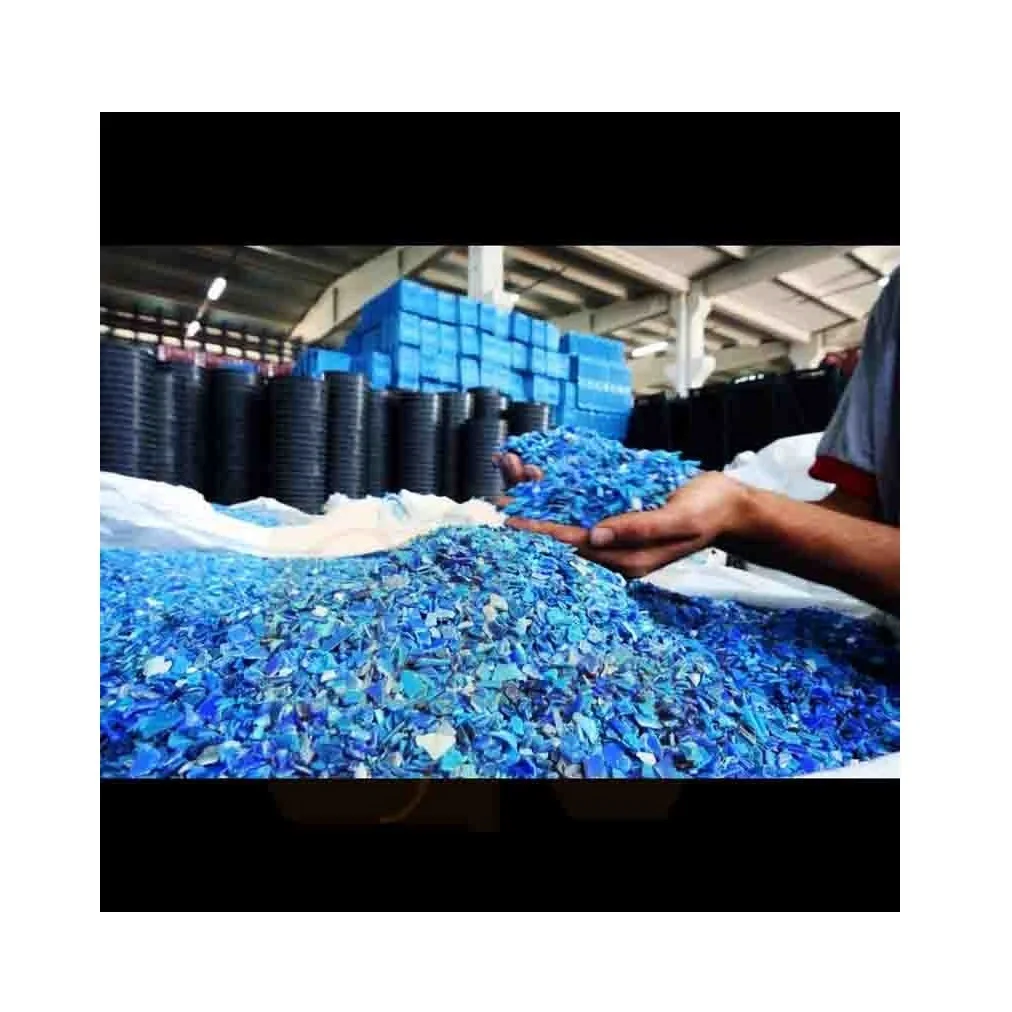 Regrind Hdpe Blue Drum Hdpe Milk Bottle Flakes Scraps White Blue Red