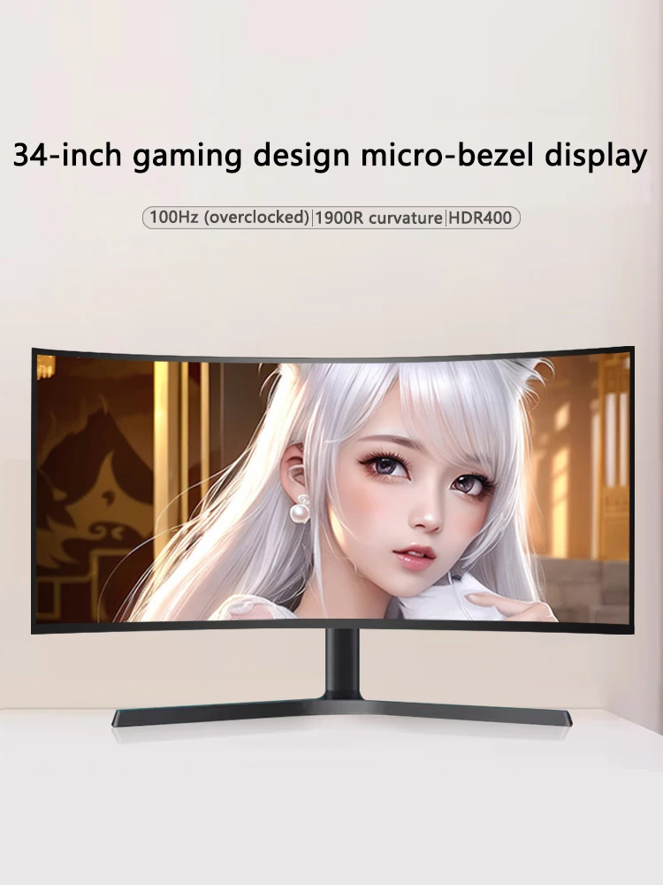 34inch Uwqhd 4k Curved Ultrawide Hairtail Screen 100hz Designer Gaming