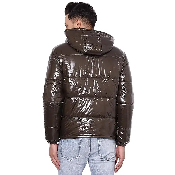 Men's Cheap Priced Black Fashion Shiny Woven Pattern Fully Lined Jackets