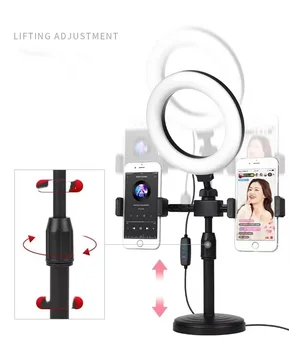 Led Selfie Ring Light Tripod Stand Mobile Live Broadcast Makeup Photography Fill Light Led Dual Position Phone Support product image