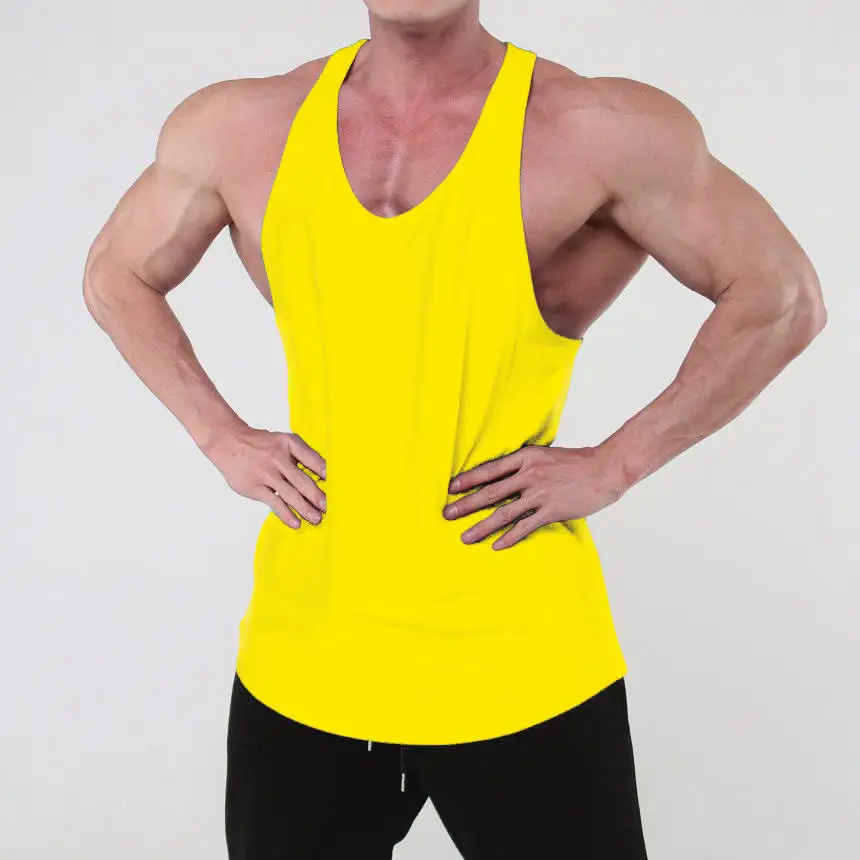 Hot Popular Workout Running Training Breathable Solid Color Gym Athletic Sleeveless Tank Top Men Stringer