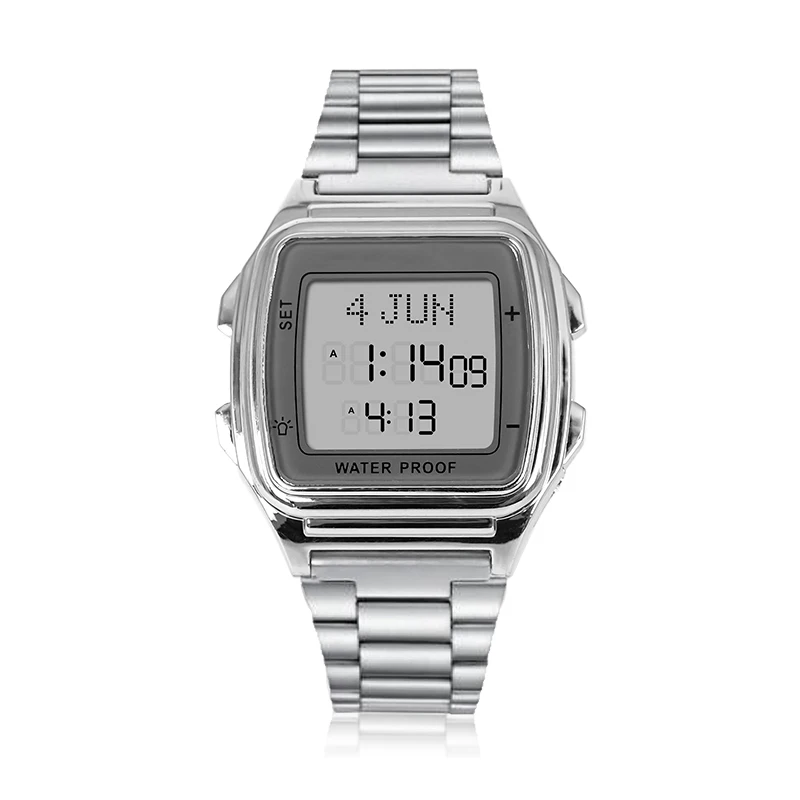Stainless Steel Muslim Relojes Islamic Azan Qibla Wrist Compass Watch ...