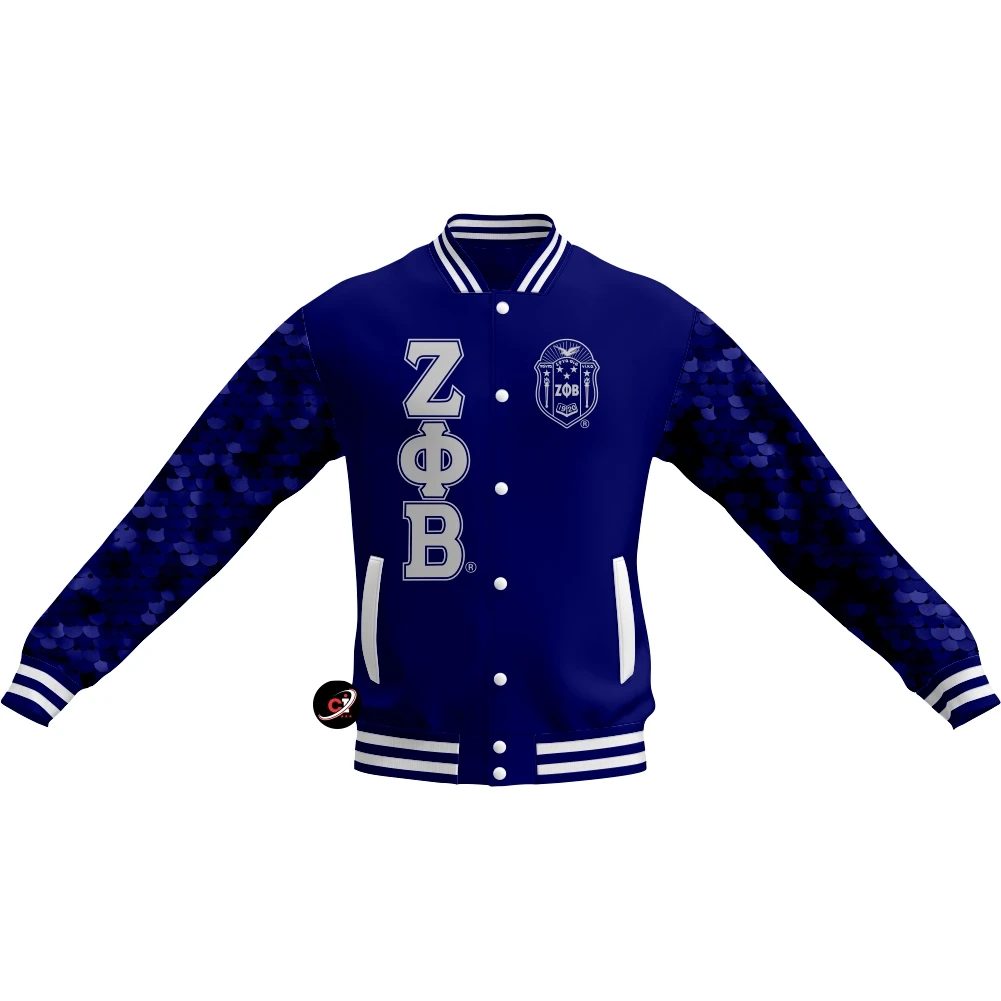 100% Polyester Zeta phi beta men's jackets High Quality Lightweight sequin sleeves front buttons style unique jacket for men