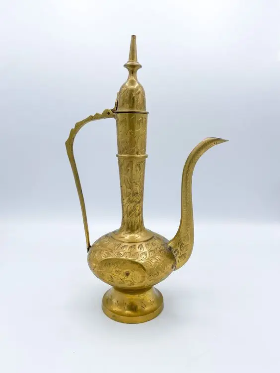 Vintage Solid Brass Aftoba Enamel Pitcher in Custom SIzes, Brass Aftaba Vintage Pitcher, Middle Eastern Tea Pot Antique