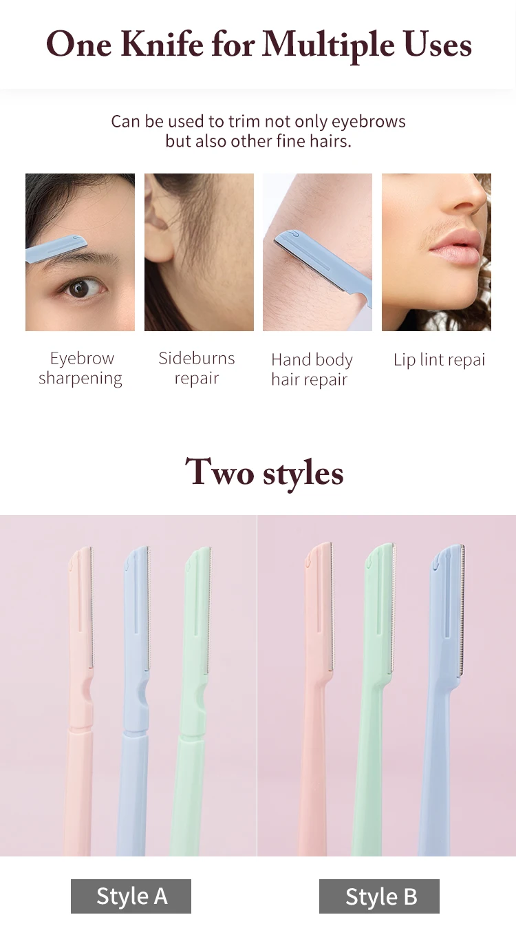 Multipurpose Women's Razor Eye Brow Trimmer Facial 3 Pcs Women Lady