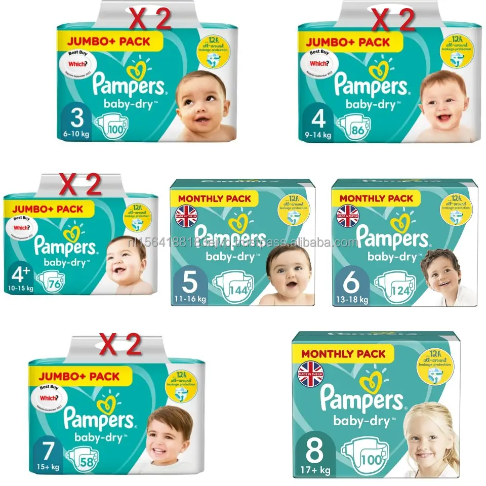 Pampers Baby Dry Size 8 Nappies Diapers With Air Channels - Jumbo+ Pack ...