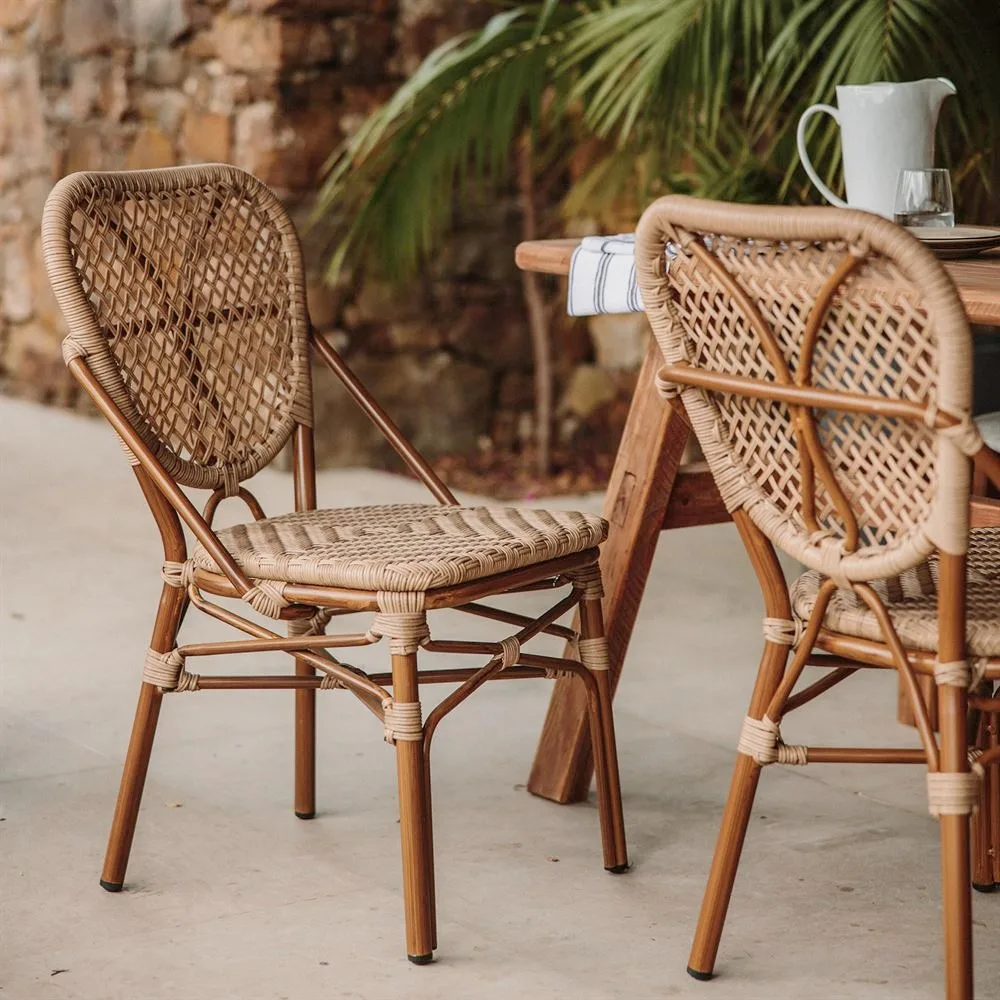 Outdoor Restaurant Stcakble Wicker Dining Chair Arm Rattan Chair Small ...