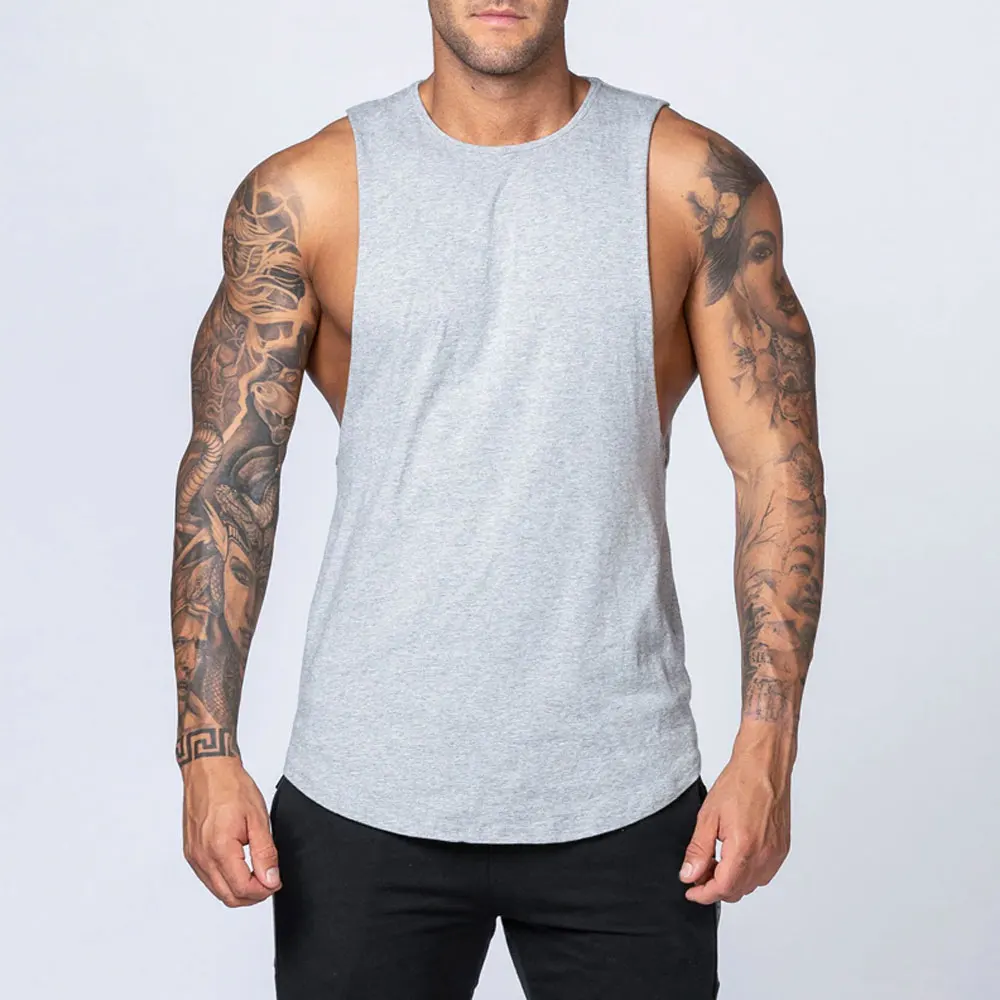 Custom Mens Bodybuilding Stringer Cotton Gym Sleeveless Shirt Fitness ...