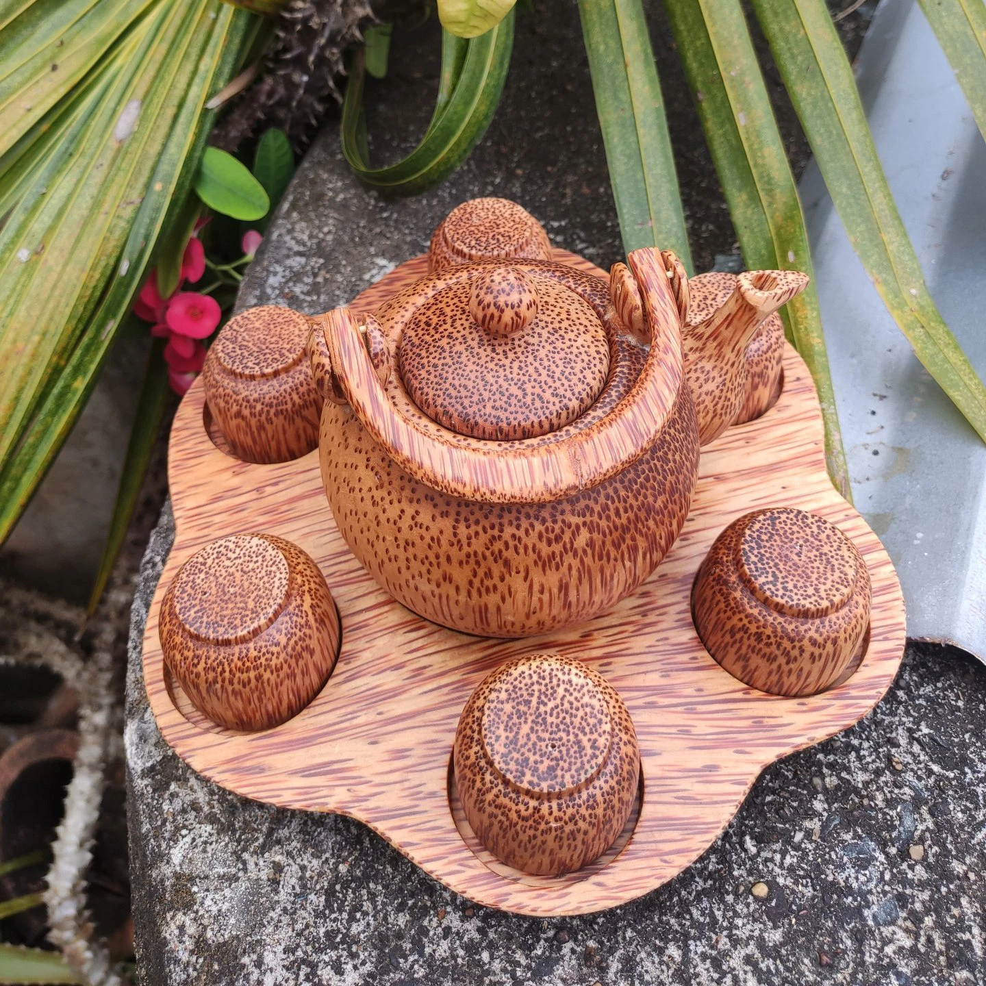 hanoia ベトナム高級インテリアショップ　ティーキャディ　茶葉入れ容器 Wholesale Vietnamese Coconut Wooden Tea Sets - Eco-friendly