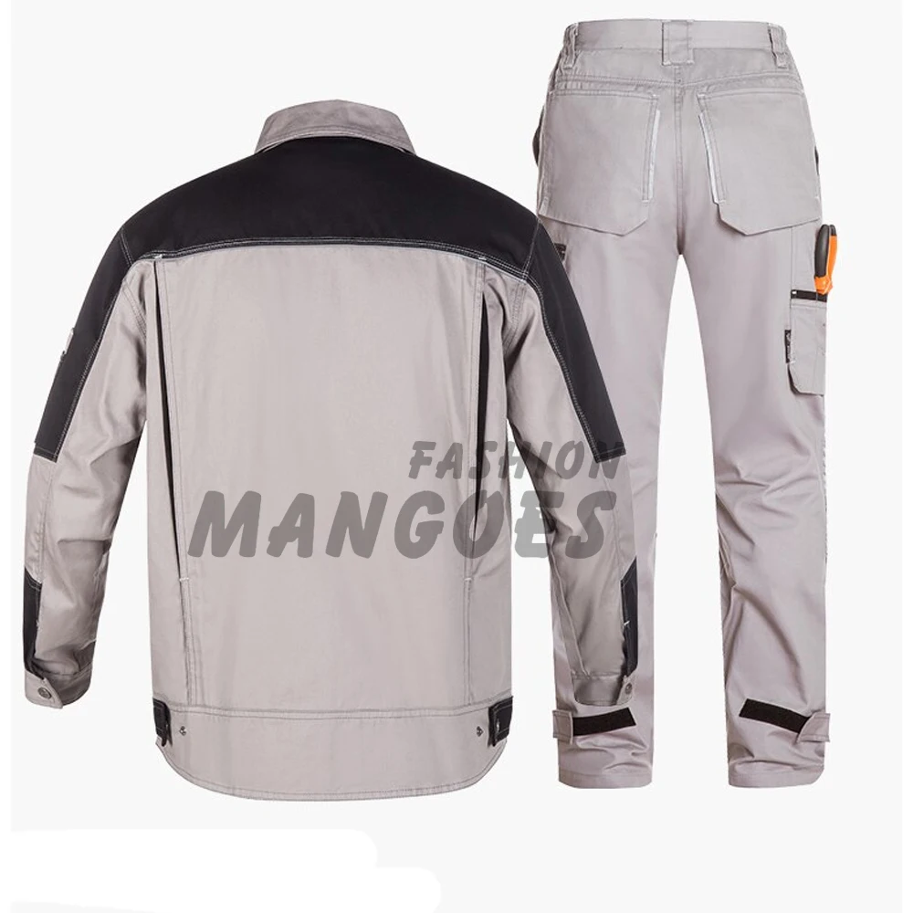100% Cotton Work Uniforms - Workshop Cargo Suit Set Men - Durable Work Jacket Multi-Pocket Work Pants Welding Construction