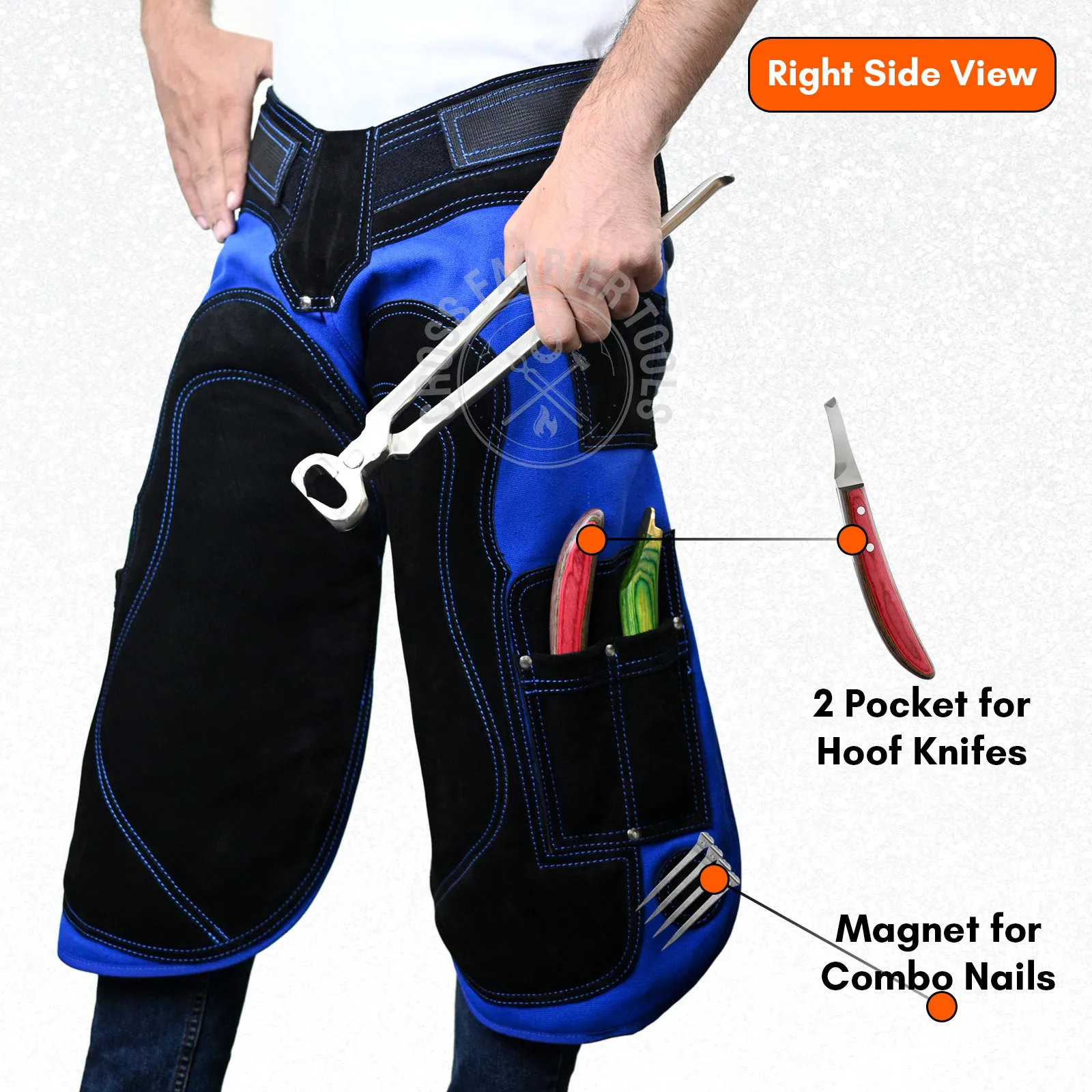 Professional Shoeing Apron Chaps Black Blue Color Leather