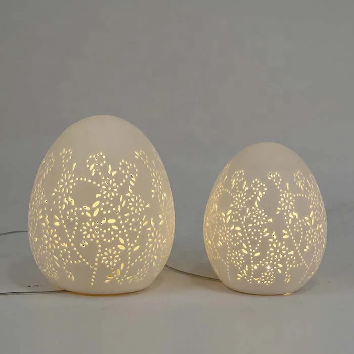 Spring Decorative Led Rechargeable Egg Light Easter Led Light Ceramic Egg