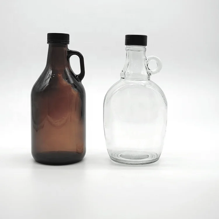 Custom New Design Amber 32oz Glass Growler Bottle with Screw Cap for Beer Cold Brew Coffee Kombucha Carboy Demijohn