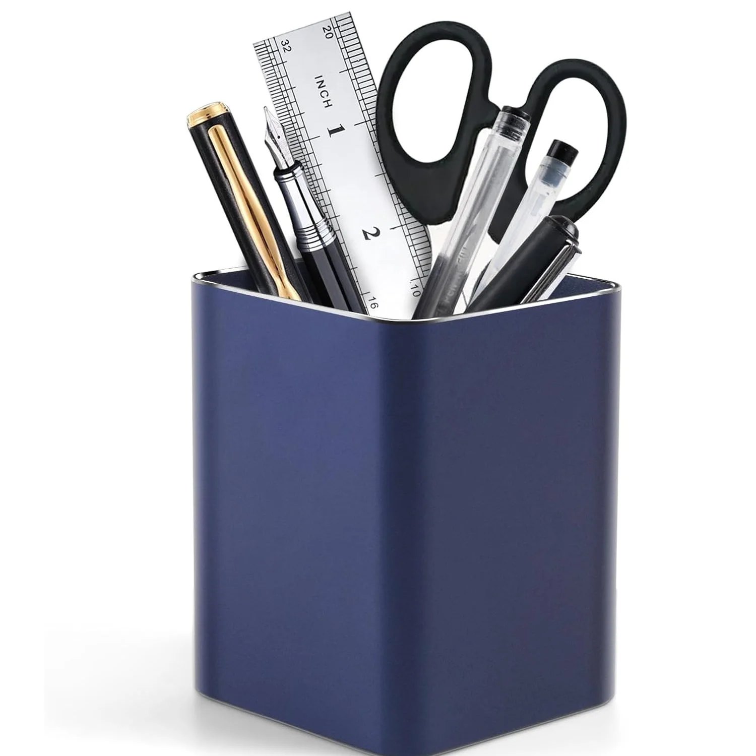 Customized Text Red Color Metal Pen Holder Best for Offices With Sizes of 8D X 8W 11H Centimeters