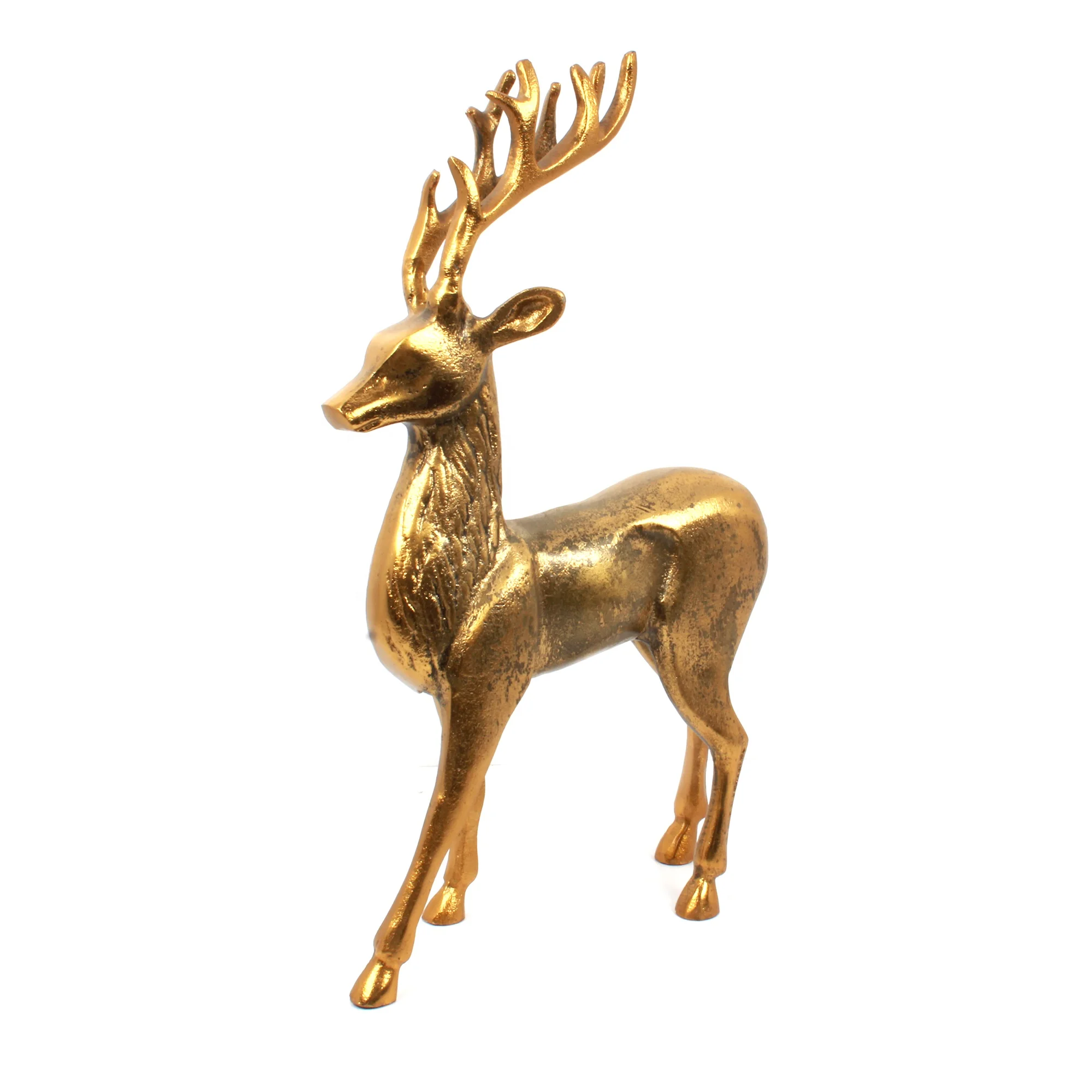 Decoration Craft Gift Casted Aluminium Animal Christmas Deer Statue