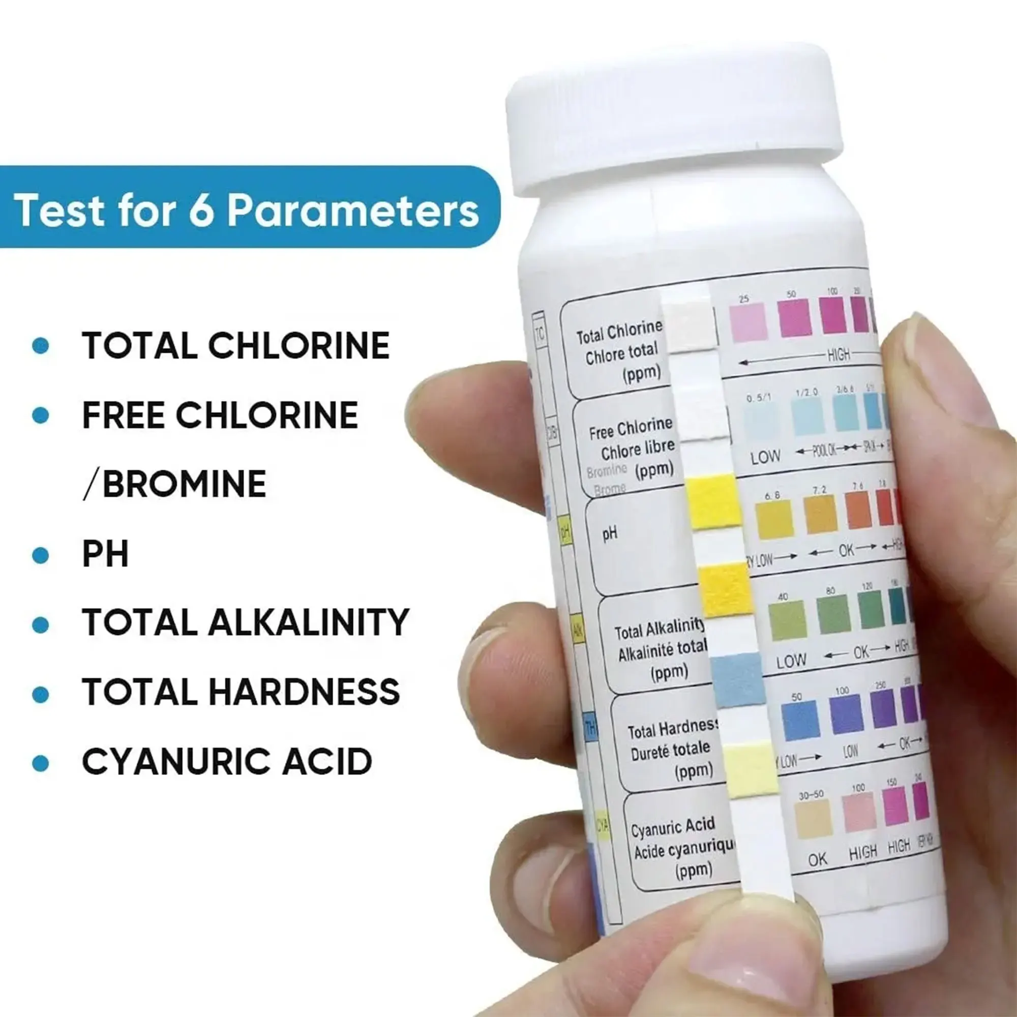 6 Parameters Water Hardness Test Strips Water Ph Test Strip Pool Spa